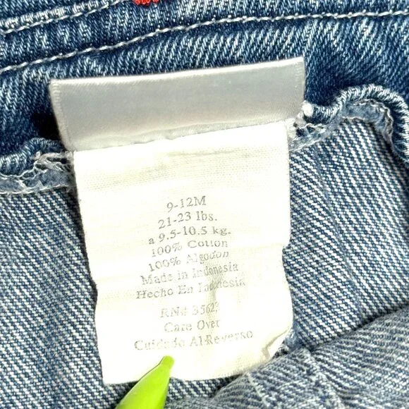 Vtg Carters Baby Embroidered Denim Overalls Jean Shortalls Shorts Beach Animals - Picture 12 of 15